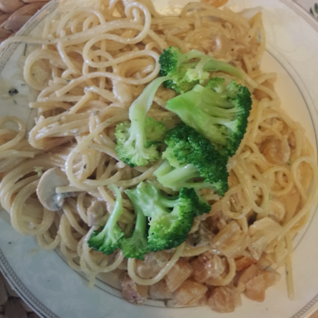 白汁蘑菇培根意粉
