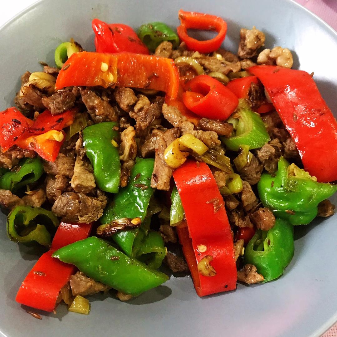 孜然大葱炒牛肉