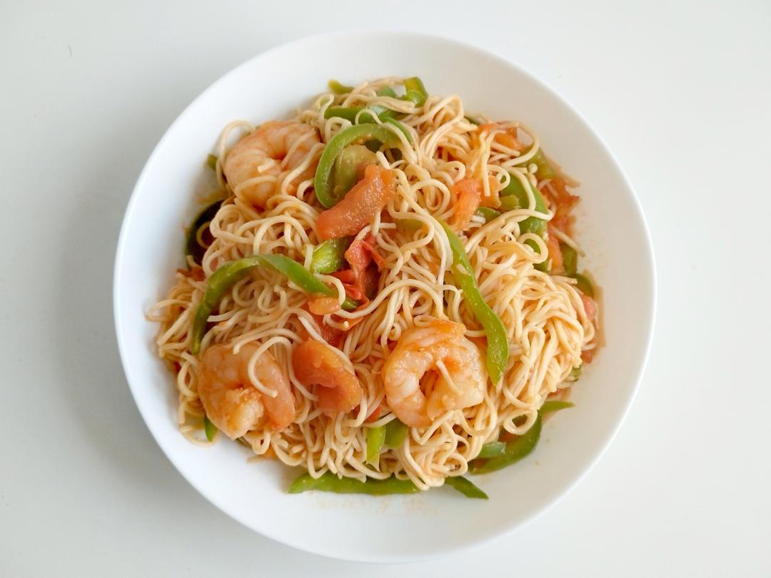 虾仁炒面