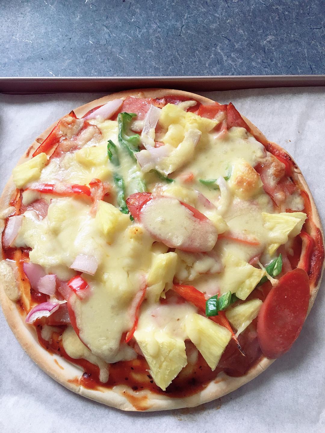 火腿培根凤梨披萨～