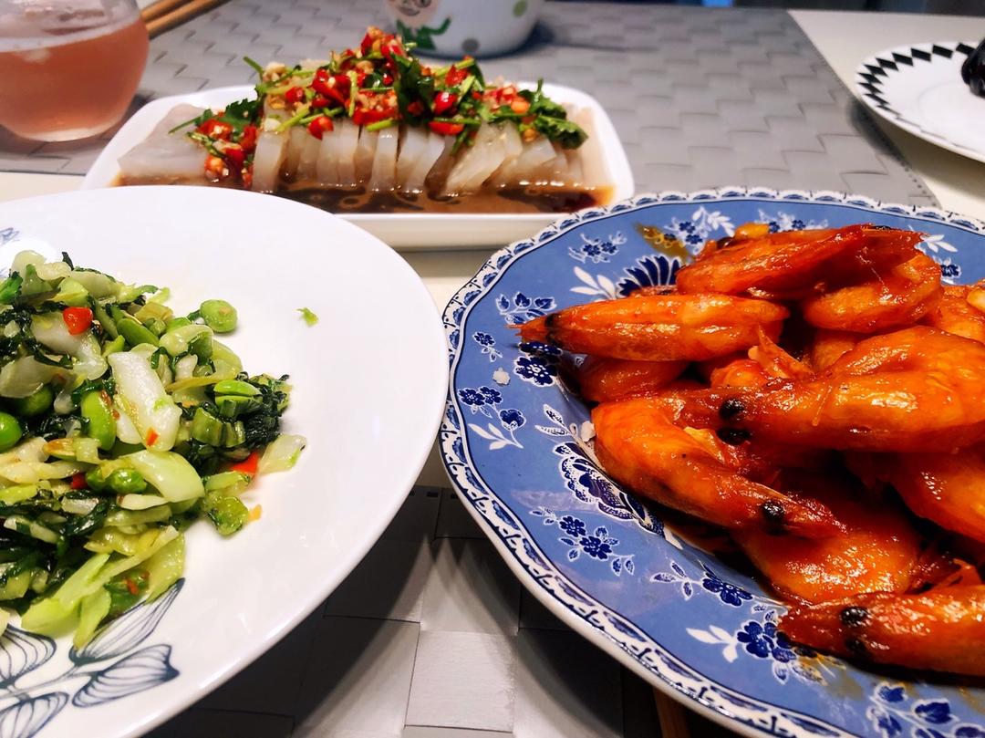 爆腌青菜炒毛豆