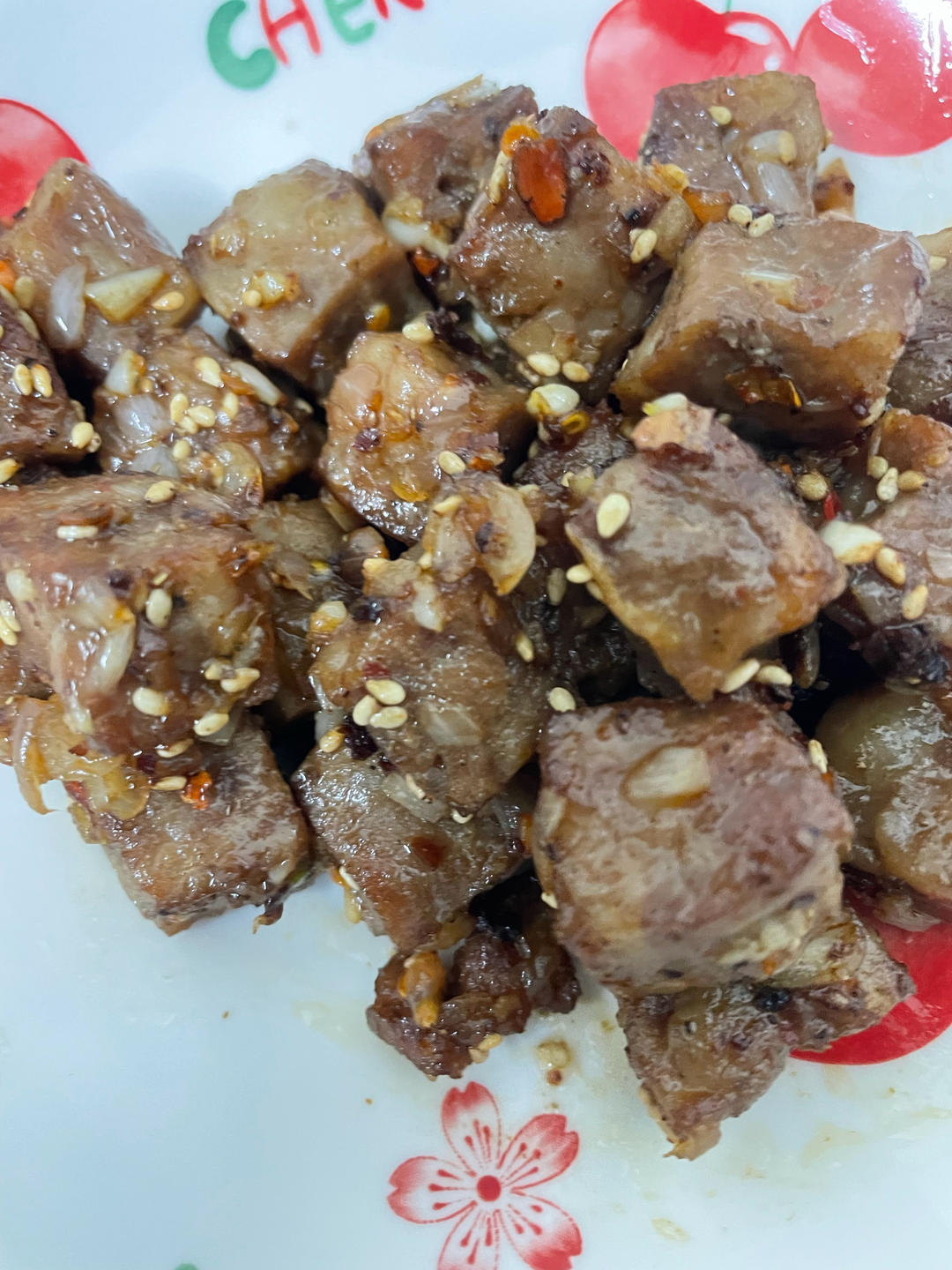 我做的蒜香孜然牛肉粒完爆烧烤店！！