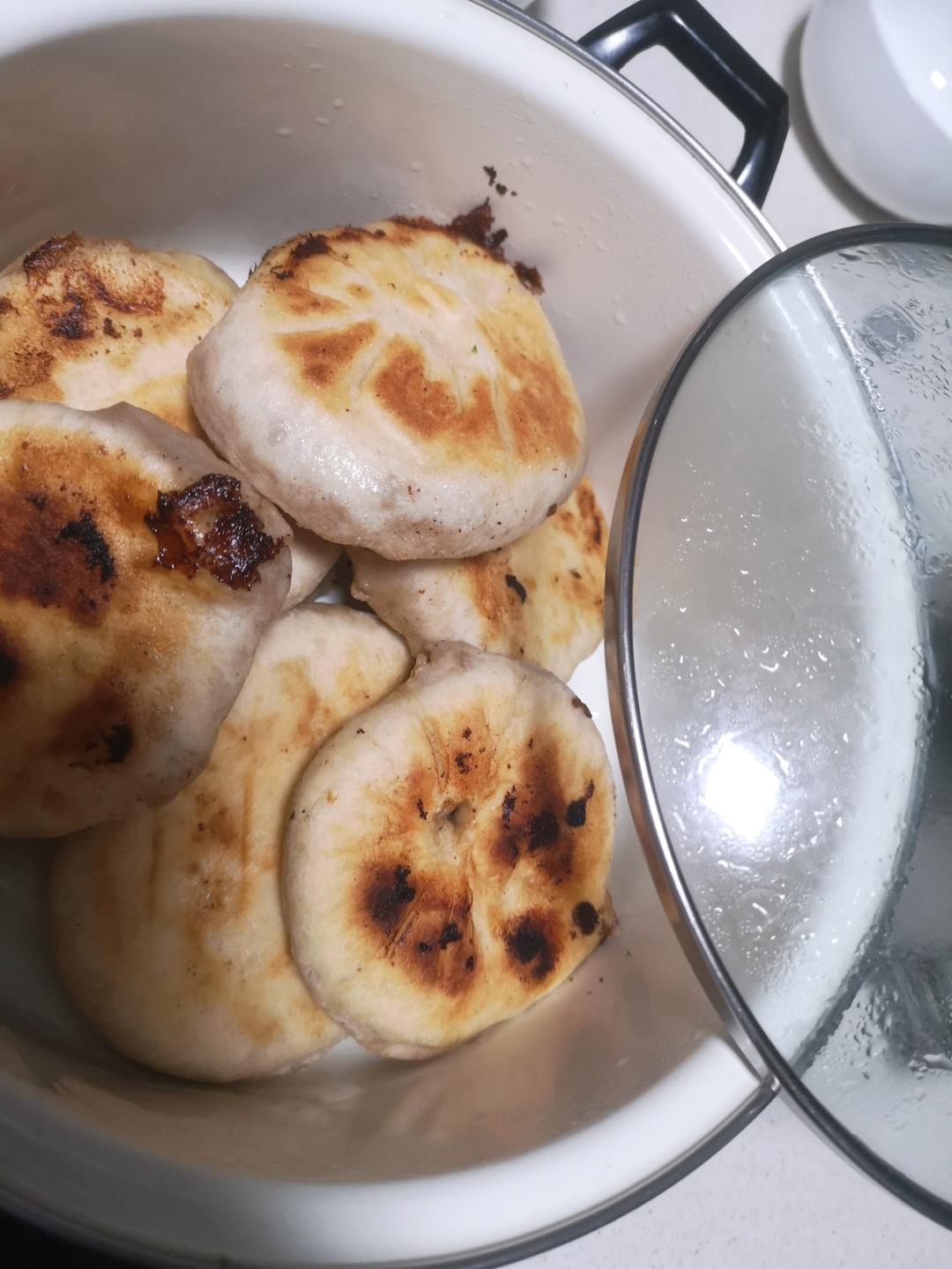 手不沾面做发面大饼