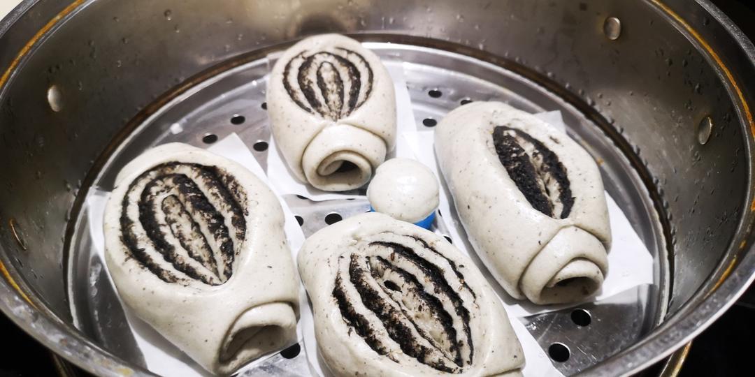 硬控法国人的花式馒头做起来—黑芝麻馒头卷