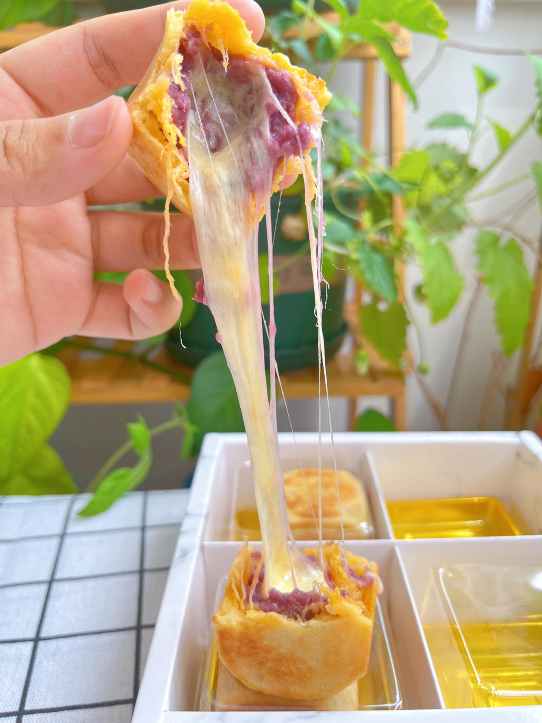 网红爆浆紫薯仙豆糕(低卡版)超长拉丝