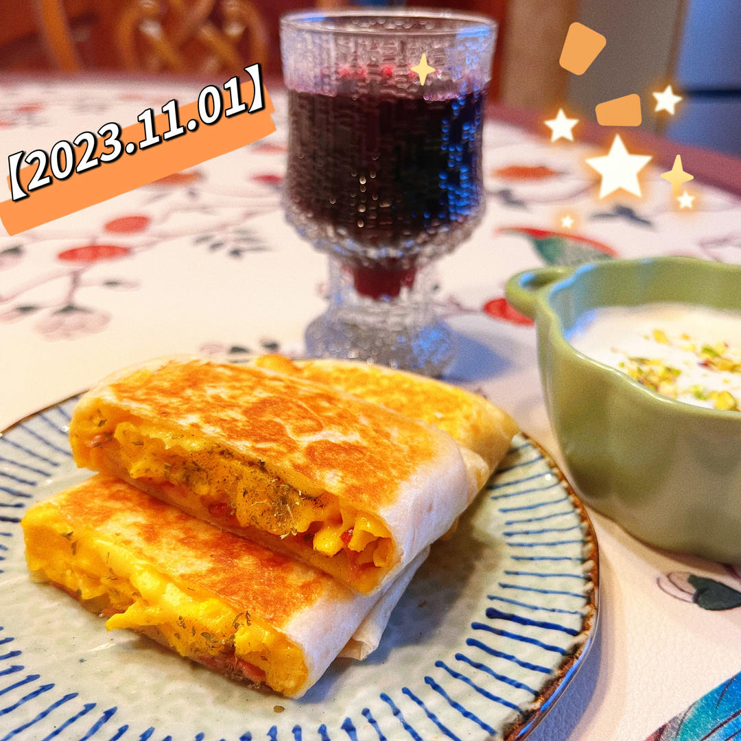 爆浆芝士滑蛋｜芝士培根鸡蛋卷饼