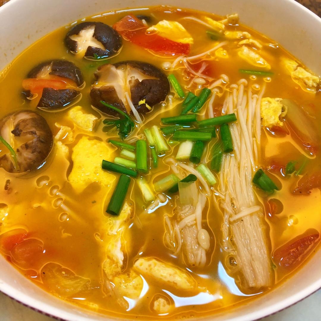西红柿菌菇豆腐汤