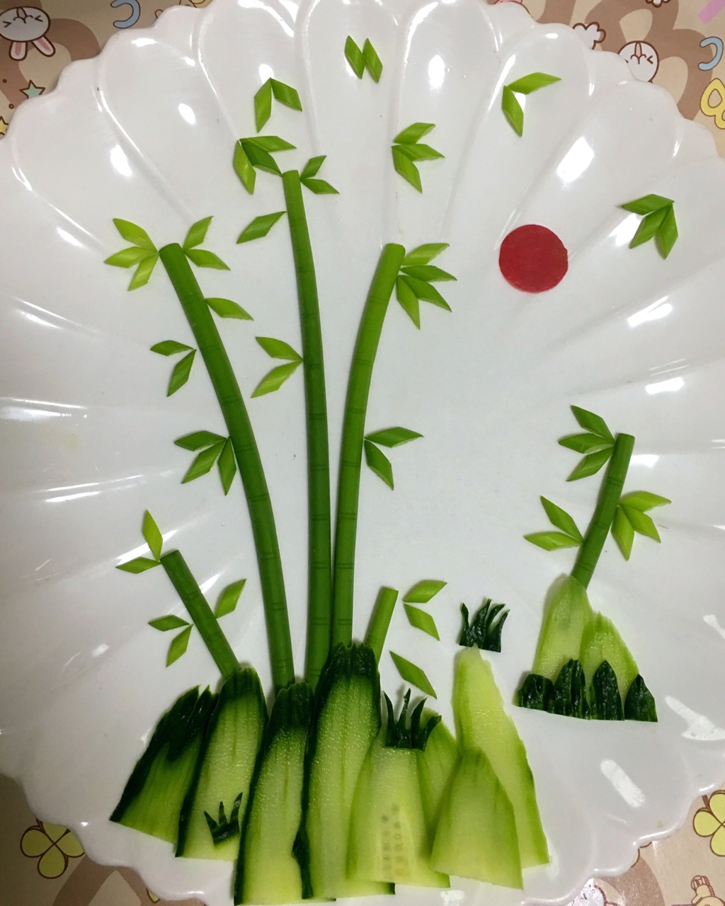 一颗糖572196做的竹报平安(蒜苔盘饰/超级简单)