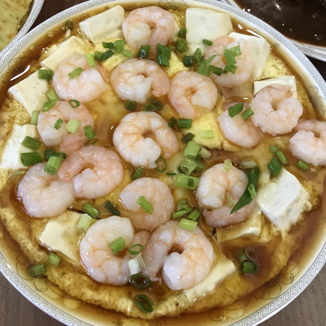 虾仁豆腐蒸水蛋