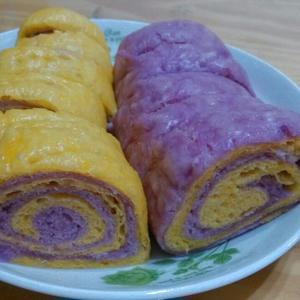 紫薯，南瓜双色花卷的做法 步骤6