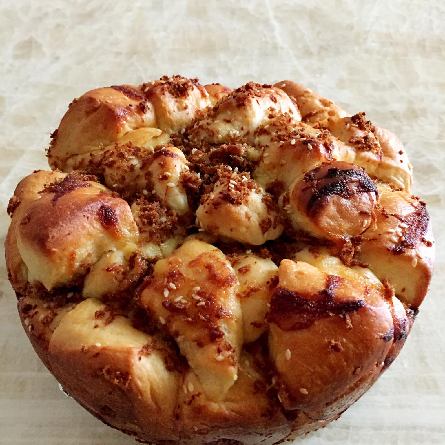 肉松手撕面包—超软会爆浆的面包哟