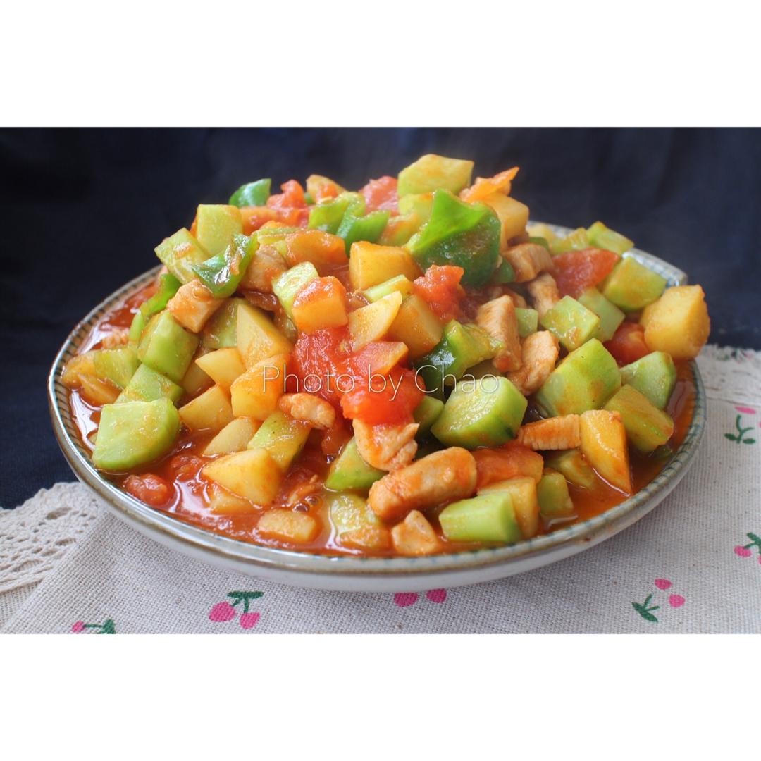 少年超做的番茄什锦鸡丁