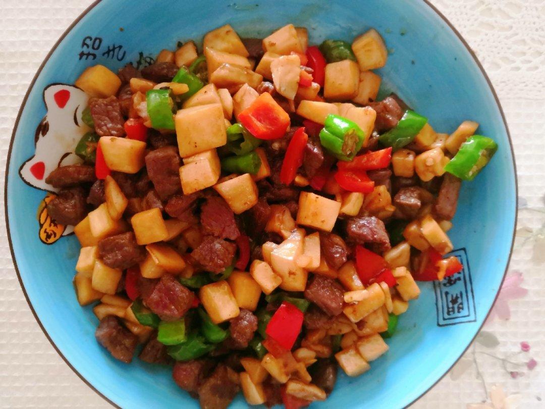 家常菜~杏鲍菇烧牛肉粒