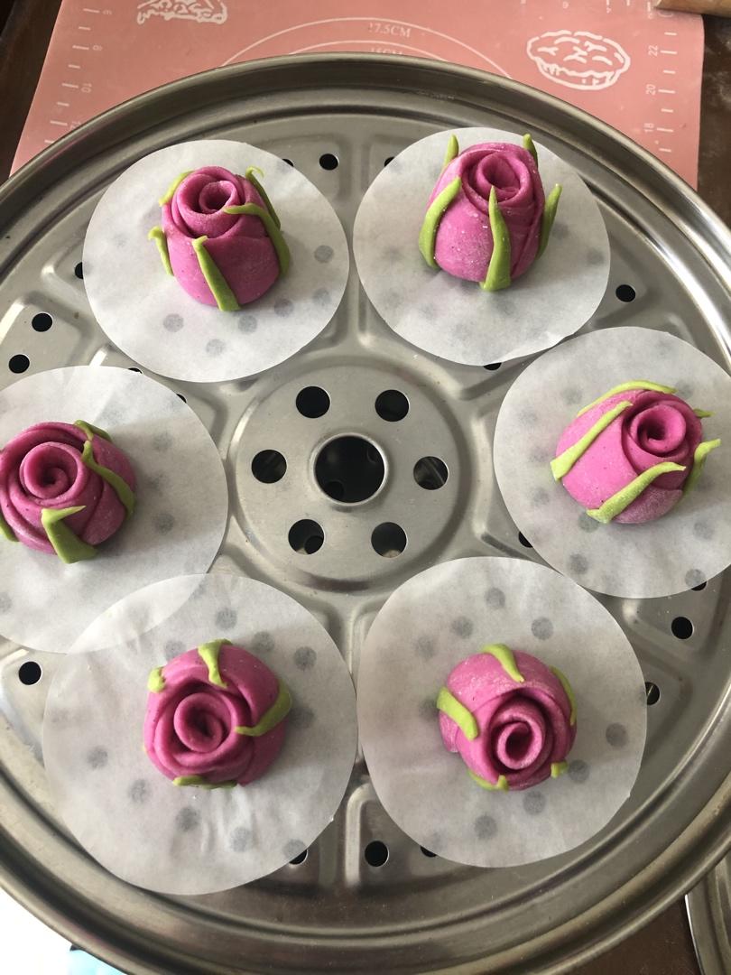 火龙果玫瑰花馒头