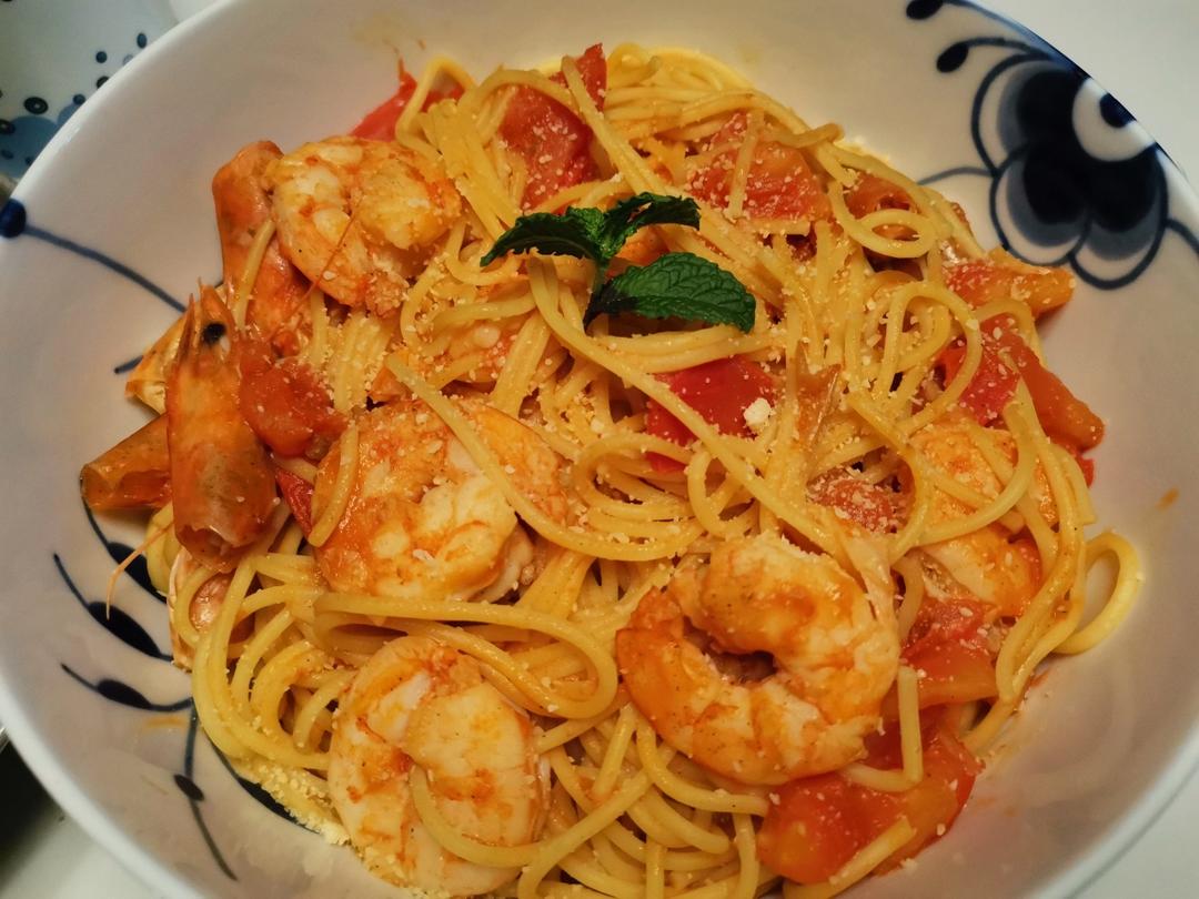 番茄虾仁意面