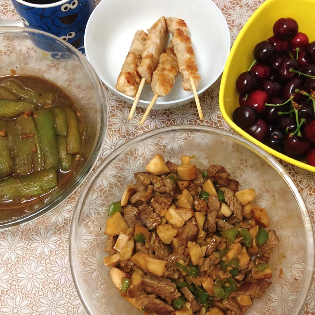 家常菜~杏鲍菇烧牛肉粒