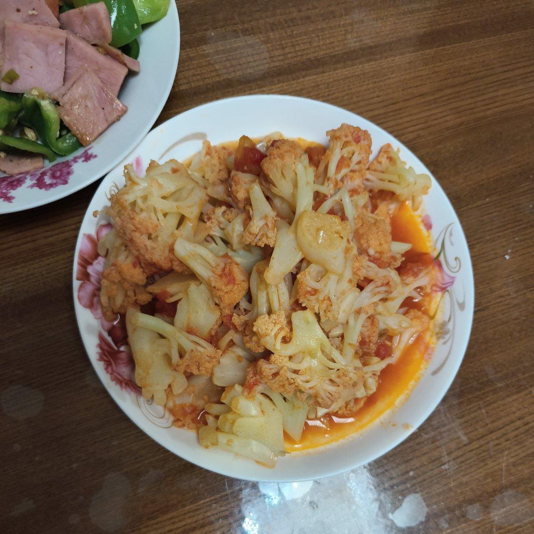 西红柿炒菜花（夏季开胃菜）