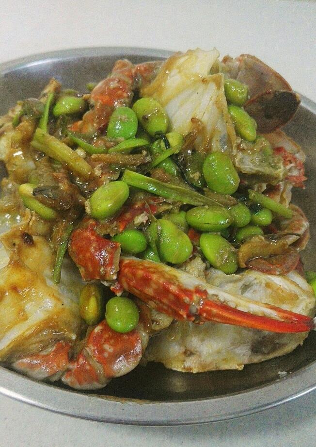 毛豆炒梭子蟹