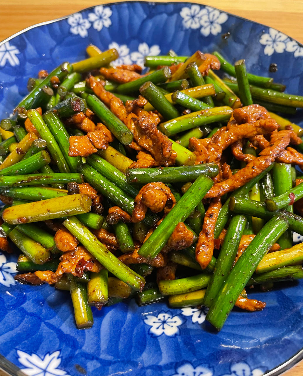 家常蒜苔肉丝