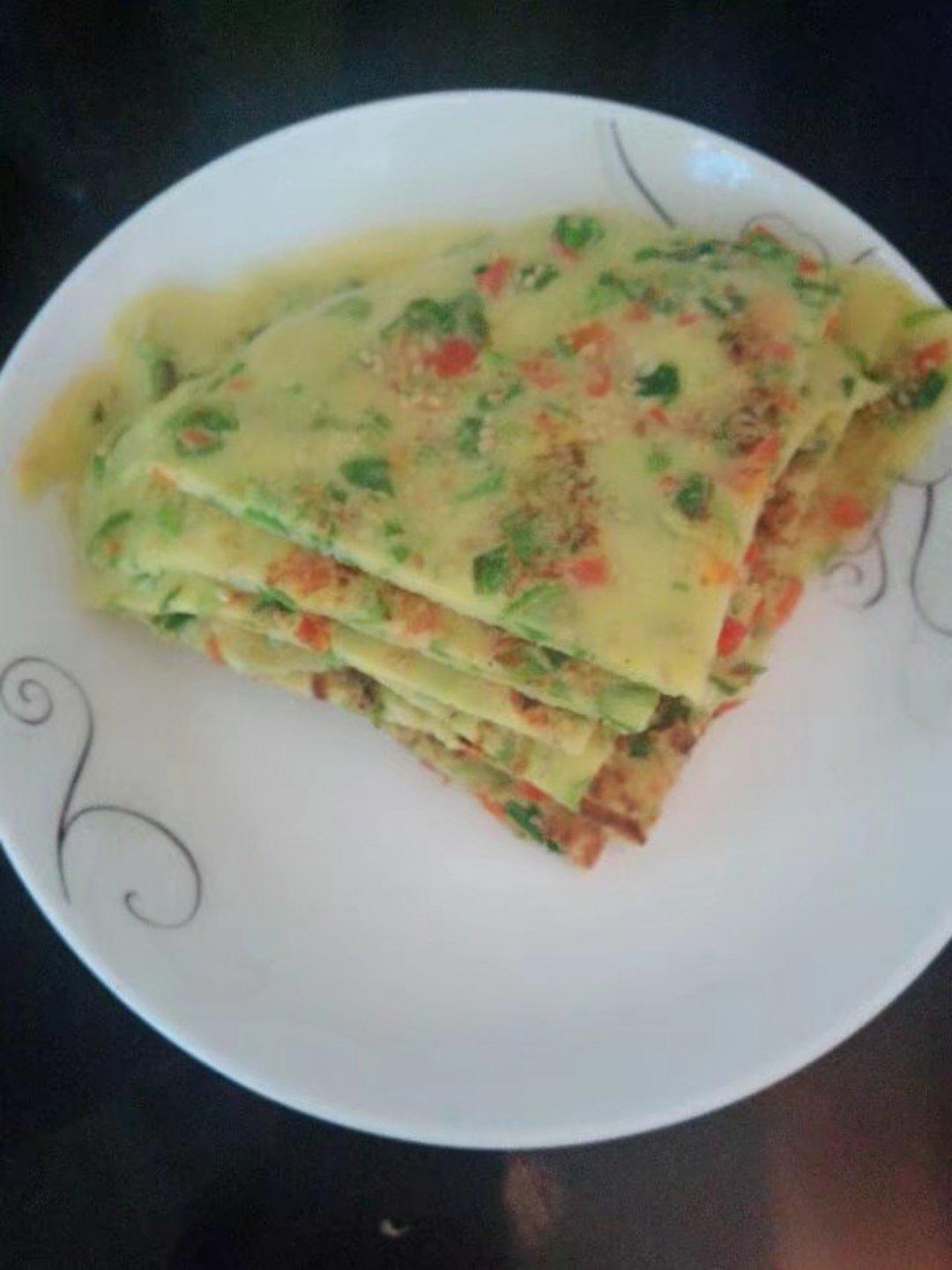 一盆面粉，几个鸡蛋，搅一搅，快速做早餐鸡蛋饼，柔软营养省时