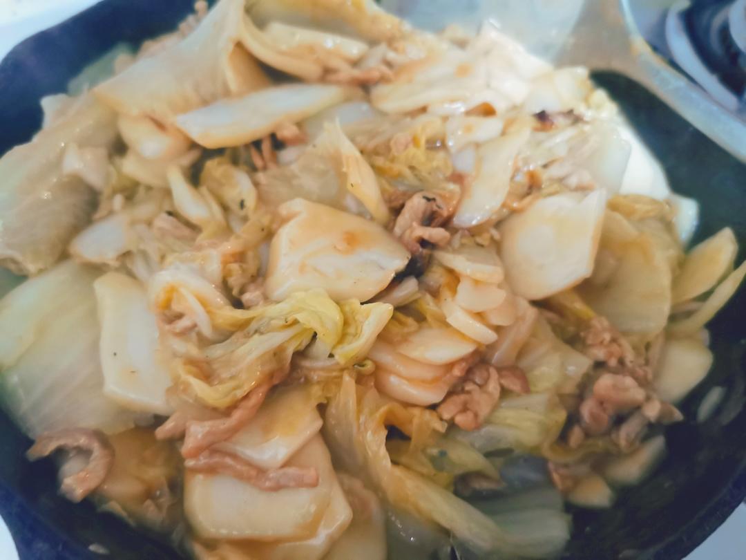 肉丝白菜炒年糕