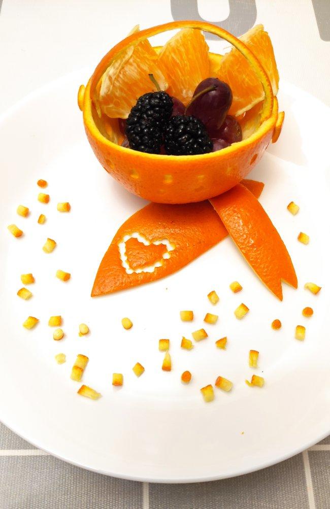 🎋橙皮花篮盘饰拼盘摆盘（巧去橙皮）