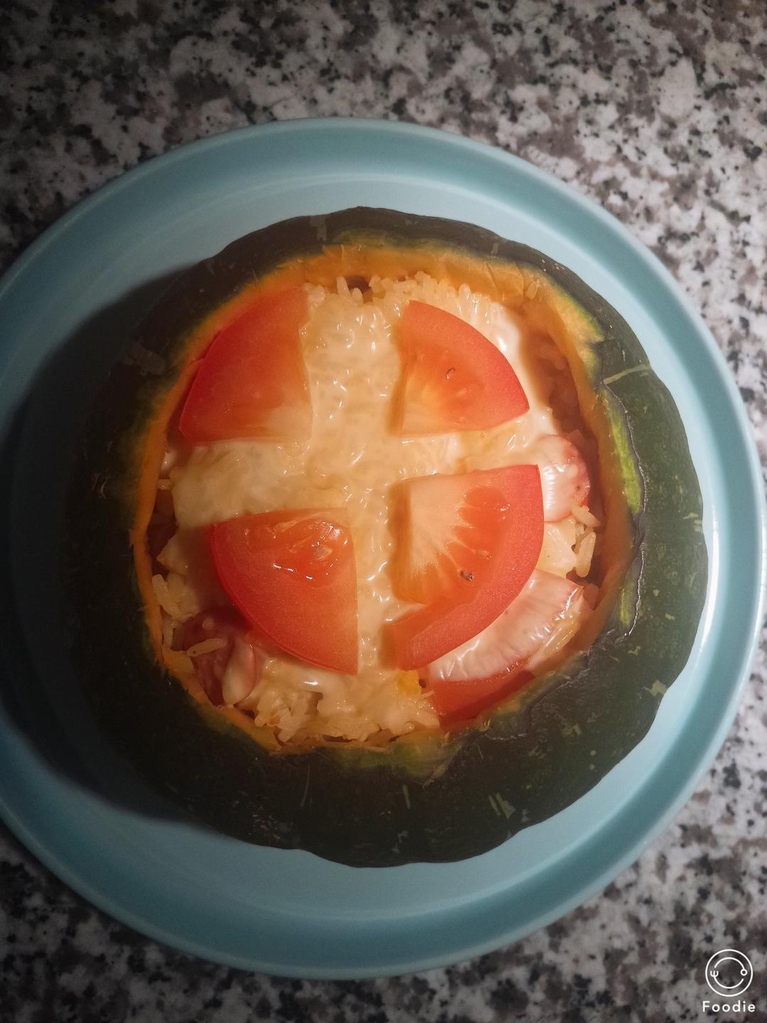 满满蔬菜的贝贝南瓜焗饭，好吃好玩又健康，给宝宝补充夏日营养