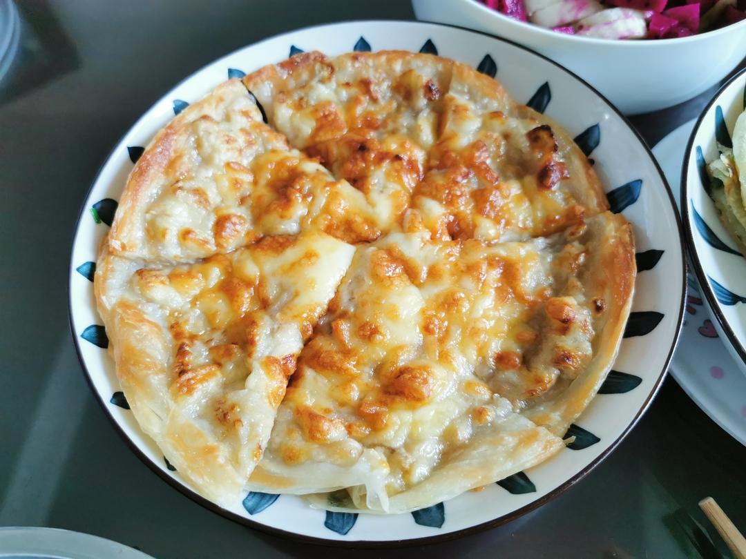 快手早餐～香甜拉丝 香蕉披萨🍕