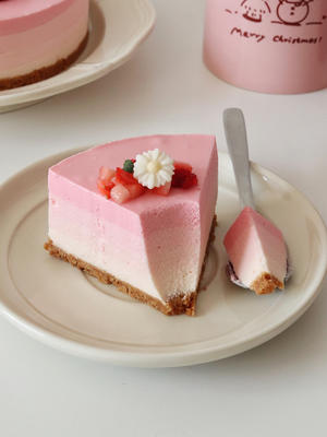 免烤少女心甜品🍓粉嫩草莓渐变慕斯蛋糕💗的做法 步骤14