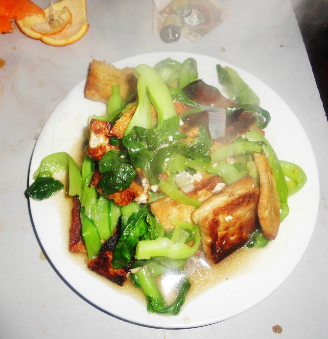 上海青烧油豆腐