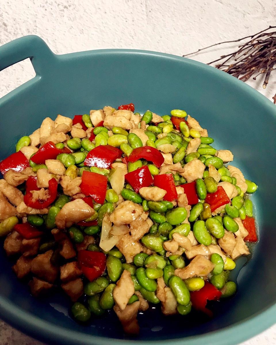 【毛豆米炒肉】健康鸡胸肉版