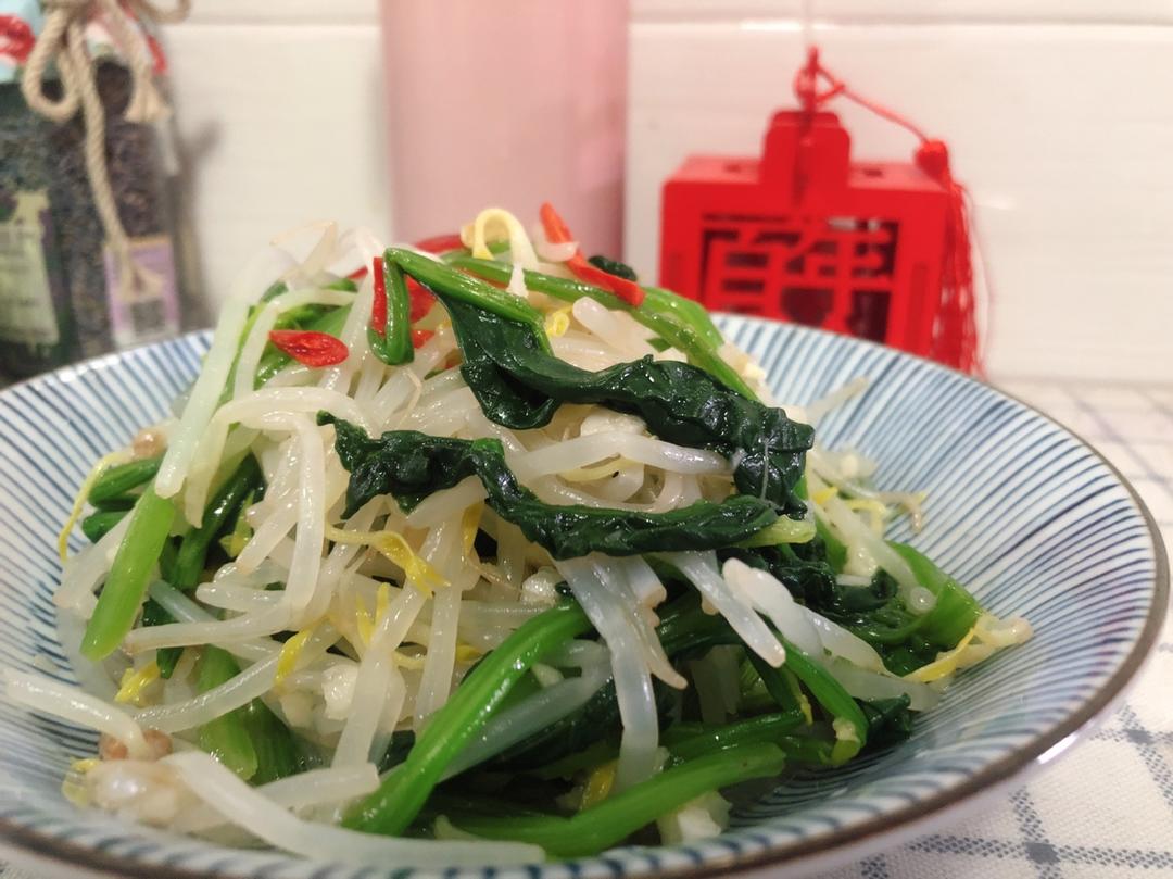 豆芽菠菜拌粉丝