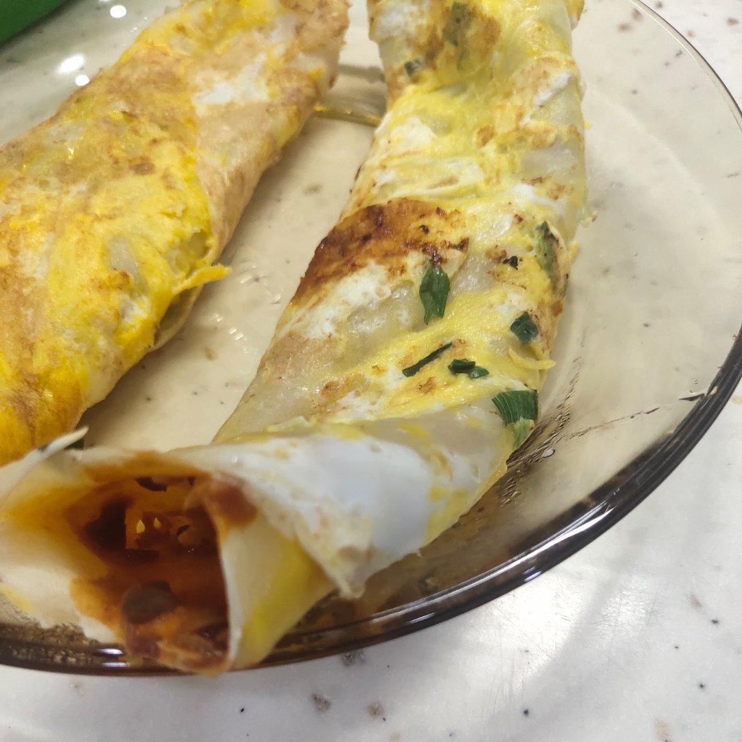 【完美早餐】三分钟 快手蛋饼【无和面 无揉面】