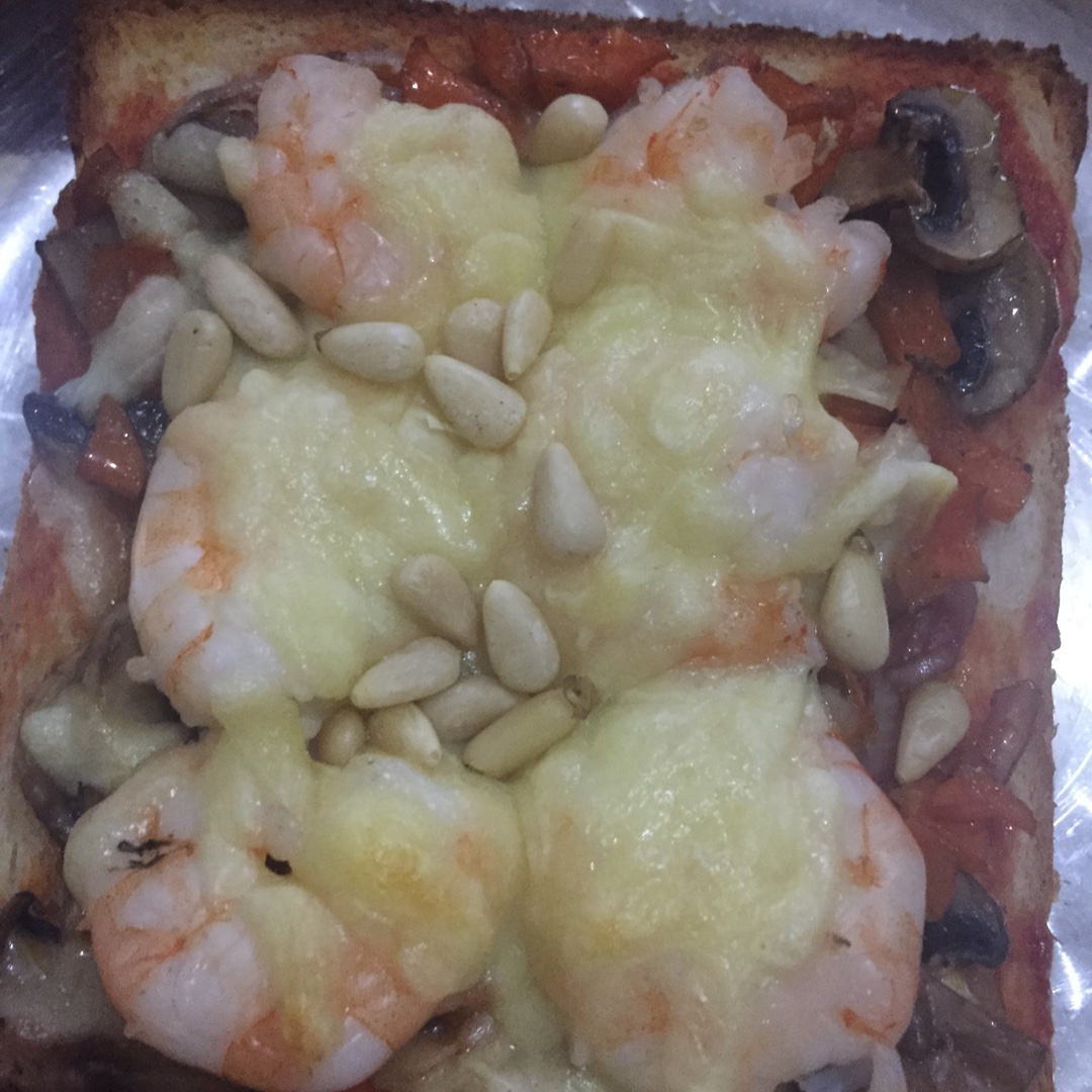 吐司培根鲜虾披萨