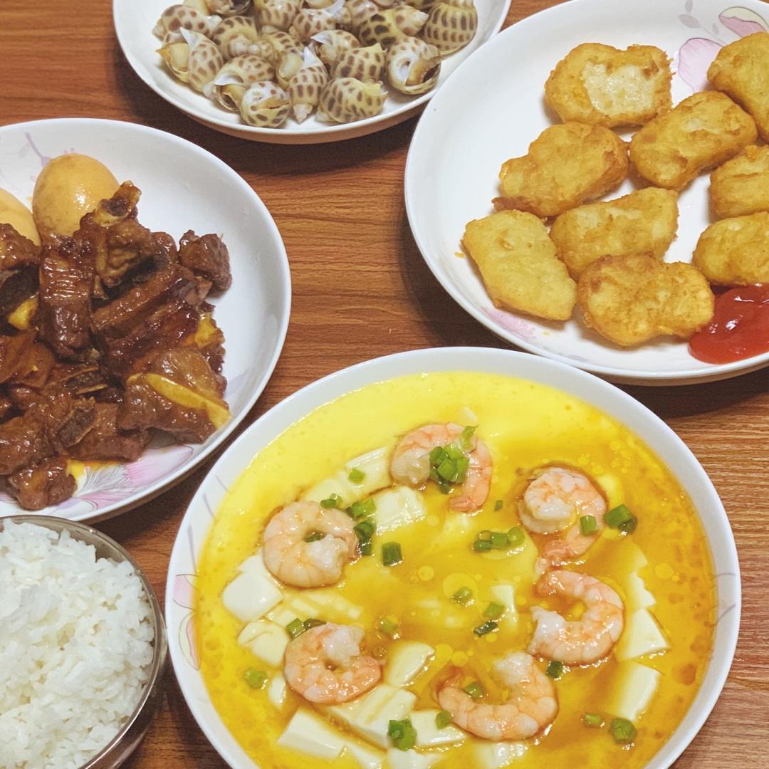 虾仁豆腐蒸水蛋