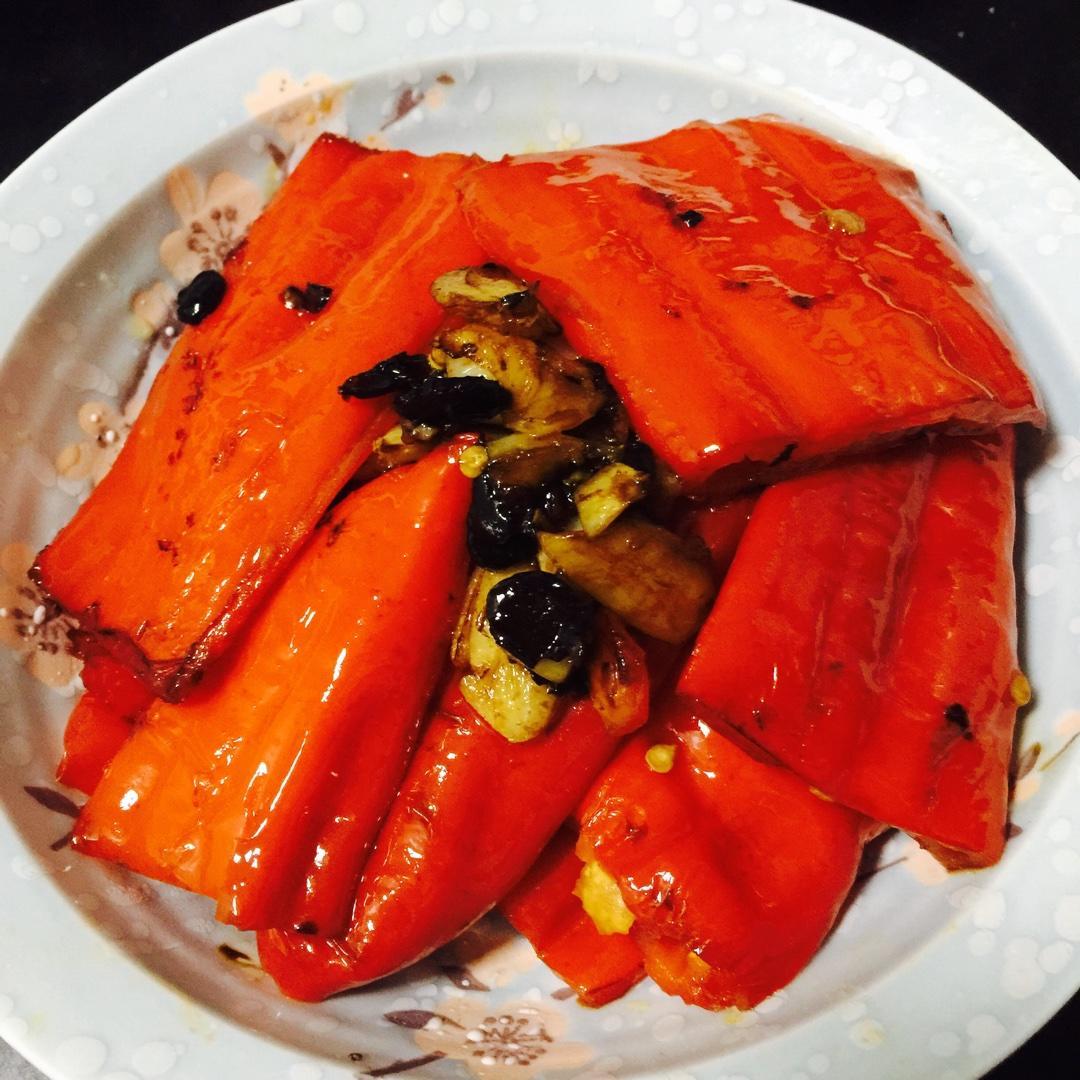 豆豉蒜香煎红椒的做法