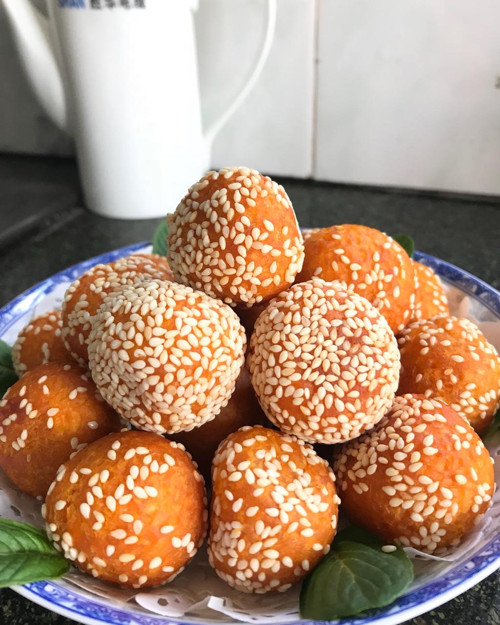妈妈教炸的红薯丸子