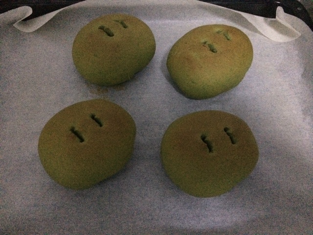 抹茶豆沙小面包（无油脂）