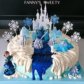 场景蛋糕装饰配件~蓝色透明冰山