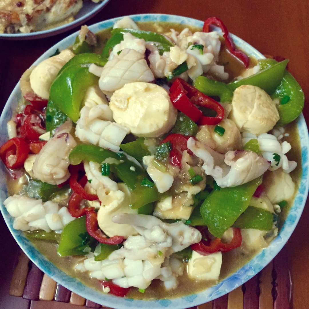 铁板海鲜日本豆腐 Seafood with Japanese Dofu