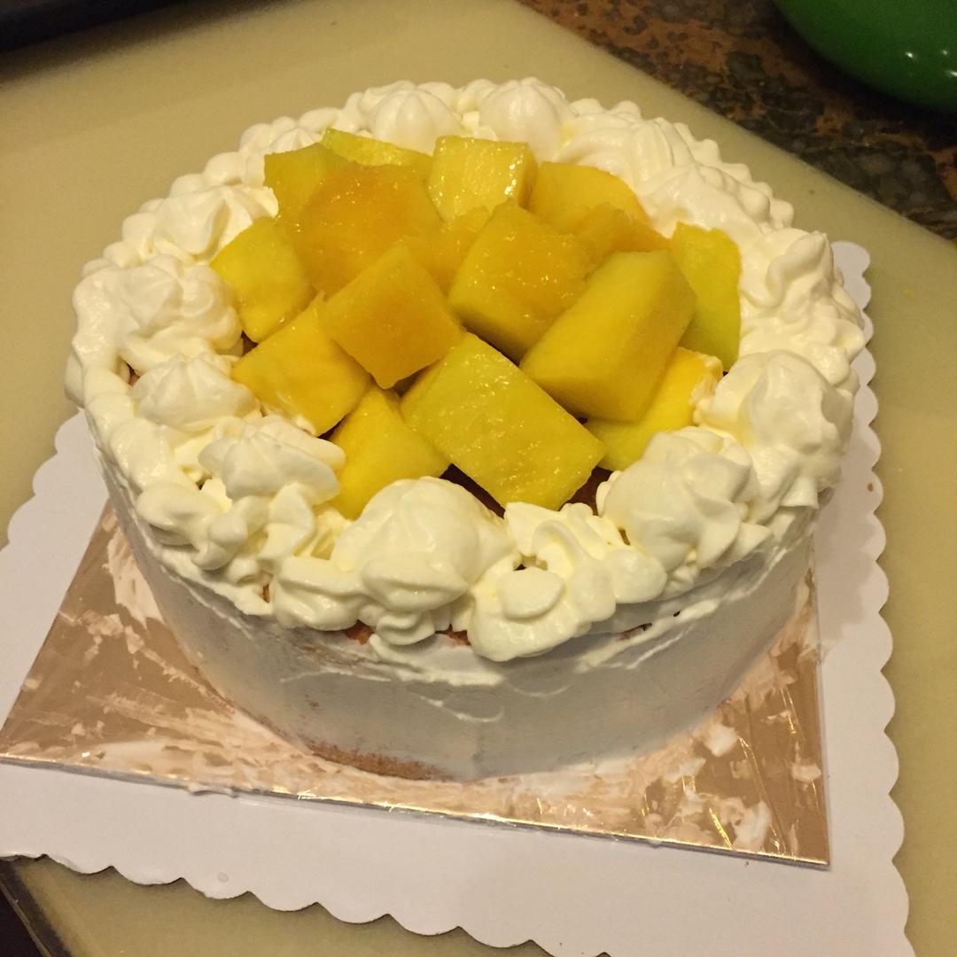 【零失败】不会裱花没关系的水果裸蛋糕 芒果裸蛋糕 完美戚风胚