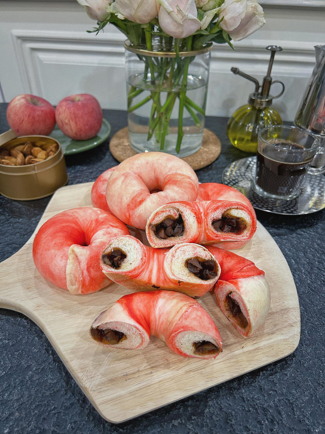 颜值超高💯奶香紫薯红豆双色贝果