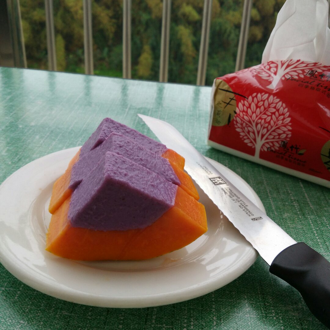 木瓜紫薯冻