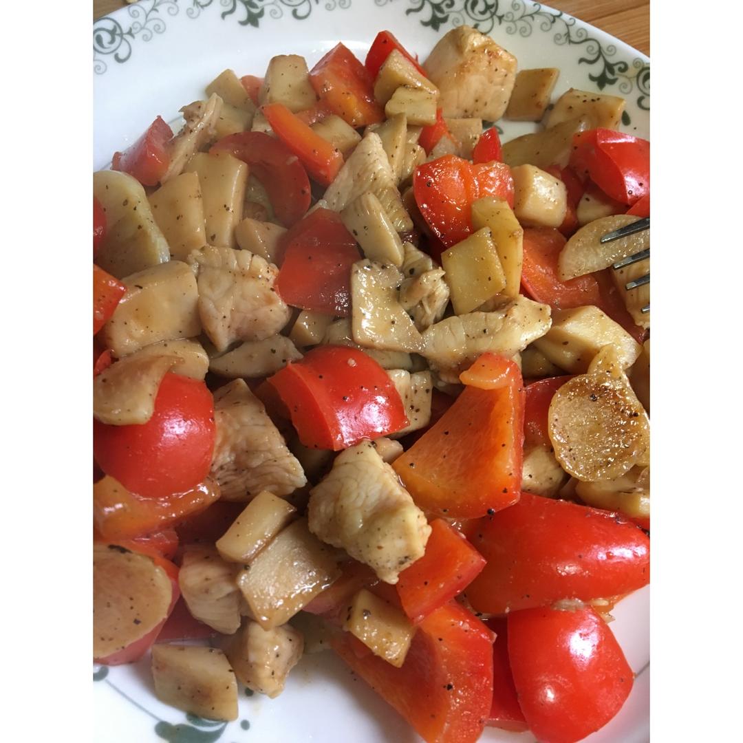 黑胡椒杏鲍菇牛肉粒