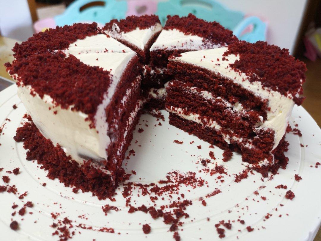 vicky咩做的6寸红丝绒蛋糕(美国传统配方)