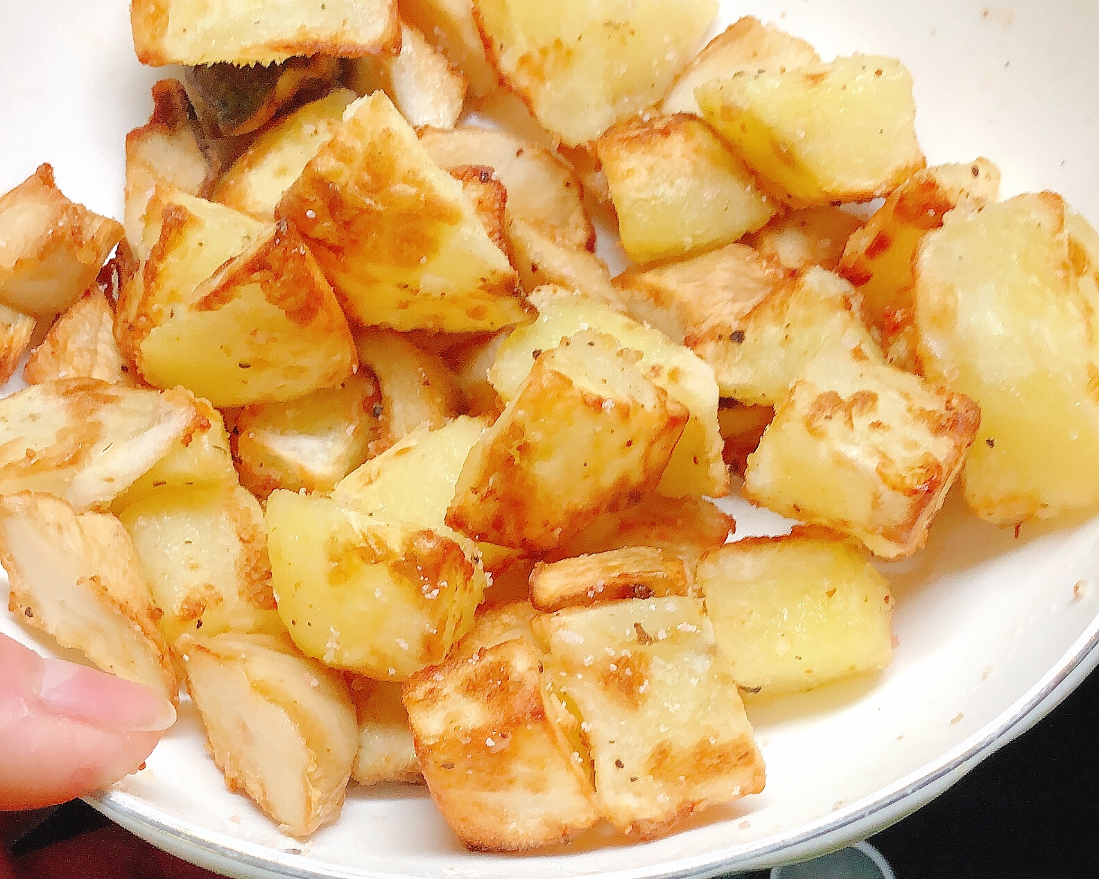 空气炸锅土豆块和杏鲍菇-少油健康味道棒