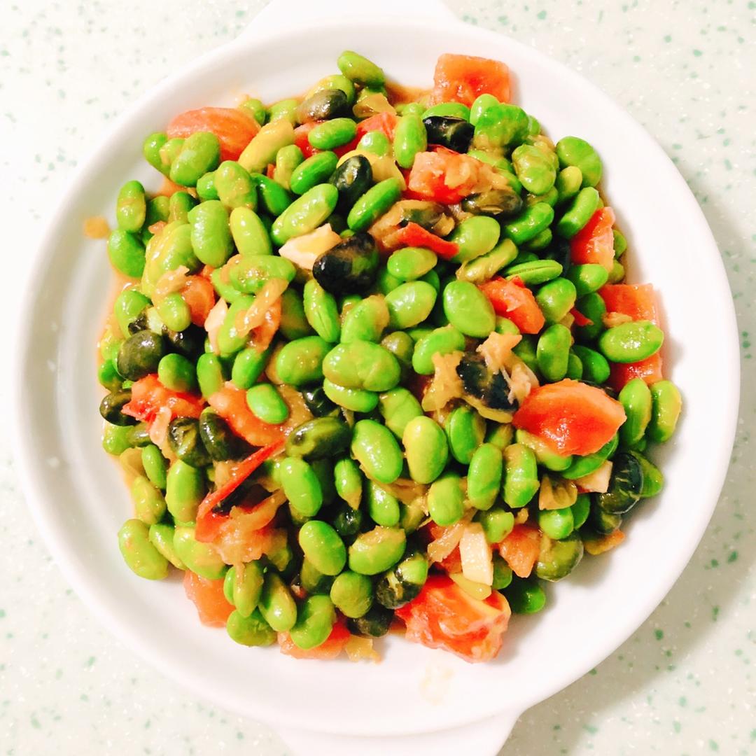 肉末番茄烧毛豆