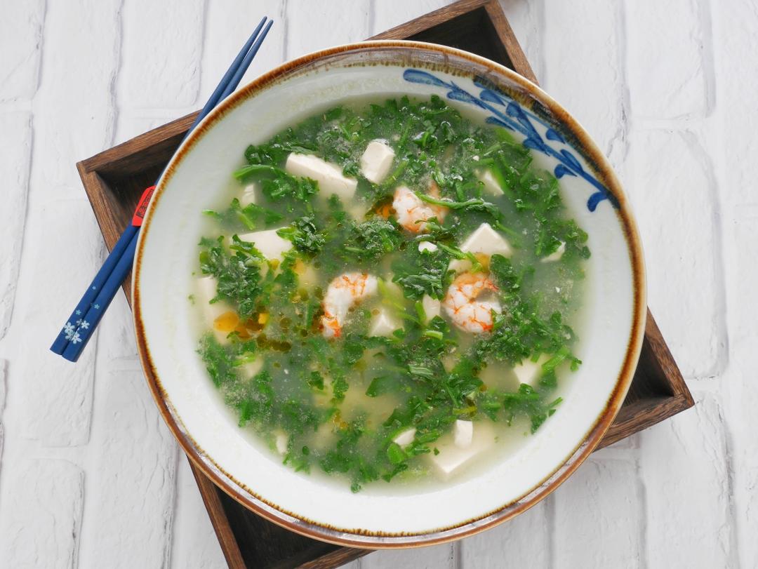 荠菜豆腐虾仁汤的做法