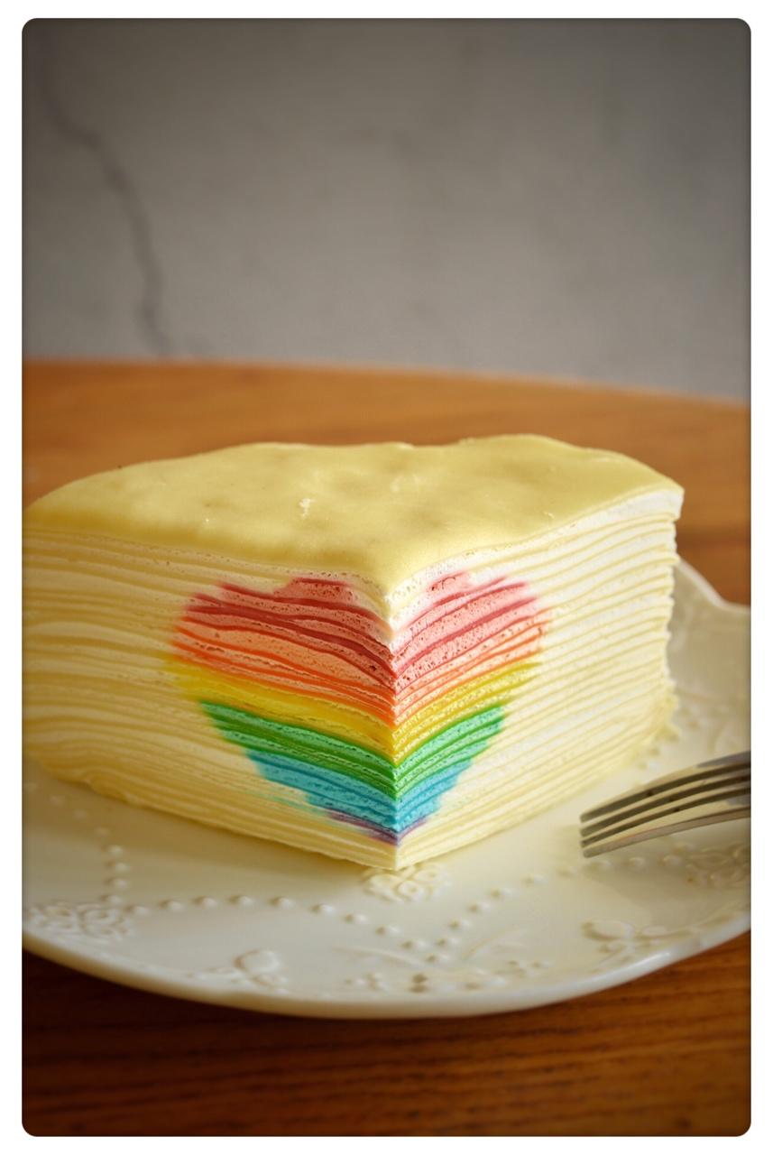 鬼鬼桃花剑做的能看到"心"的彩虹千层蛋糕
