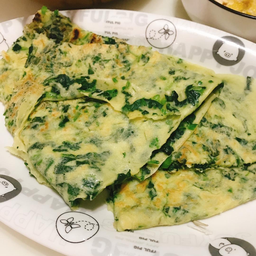 菠菜鸡蛋饼 超级简单               家常快手菜 早餐首选✌🏻